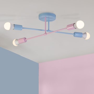 Plafoniera CAMBRIDGE 4x E27/15W/230V blu/rosa