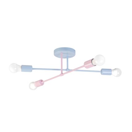 Plafoniera CAMBRIDGE 4x E27/15W/230V blu/rosa