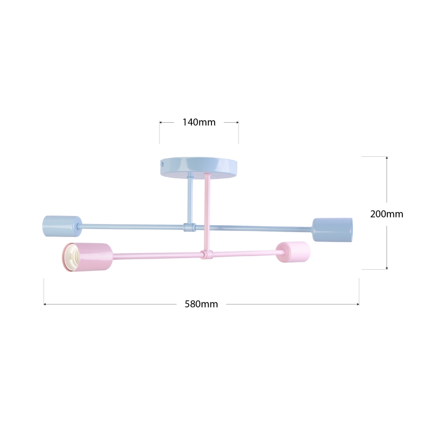Plafoniera CAMBRIDGE 4x E27/15W/230V blu/rosa