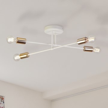Plafoniera CAMBRIDGE 4xE27/15W/230V ottone/bianco