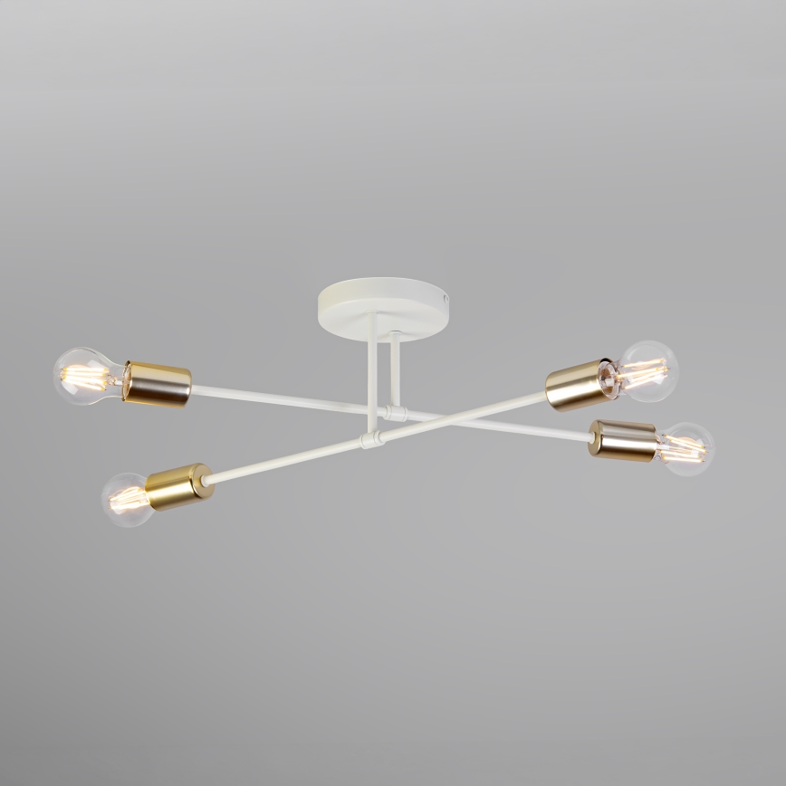 Plafoniera CAMBRIDGE 4xE27/15W/230V ottone/bianco