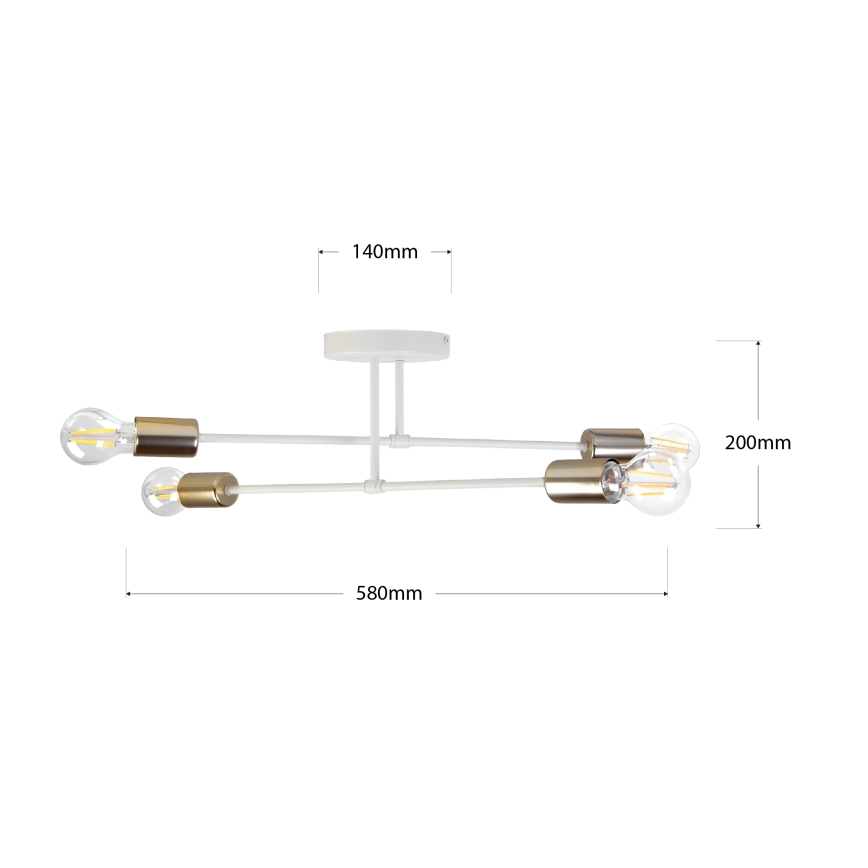 Plafoniera CAMBRIDGE 4xE27/15W/230V ottone/bianco