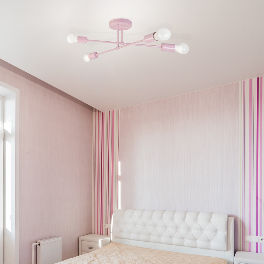 Plafoniera CAMBRIDGE 4xE27/15W/230V rosa
