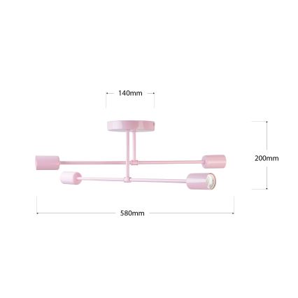 Plafoniera CAMBRIDGE 4xE27/15W/230V rosa