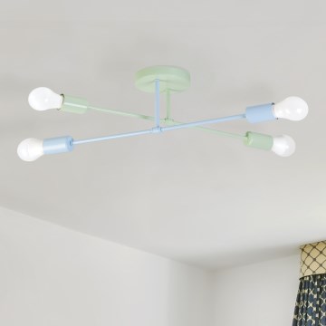 Plafoniera CAMBRIDGE 4xE27/15W/230V verde/blu