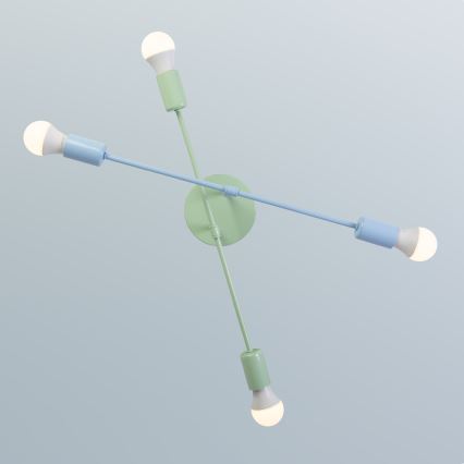 Plafoniera CAMBRIDGE 4xE27/15W/230V verde/blu