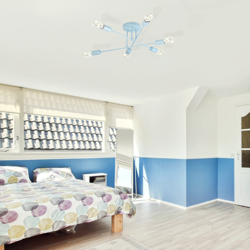 Plafoniera CAMBRIDGE 6xE27/15W/230V blu