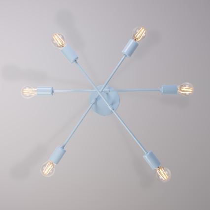 Plafoniera CAMBRIDGE 6xE27/15W/230V blu