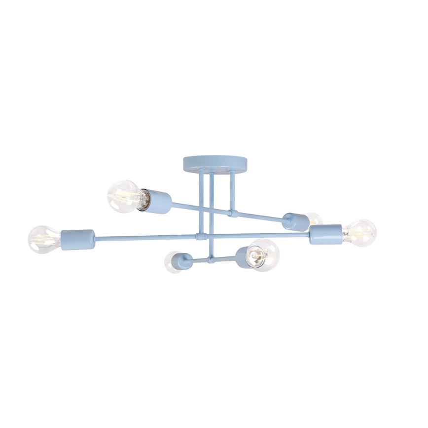 Plafoniera CAMBRIDGE 6xE27/15W/230V blu