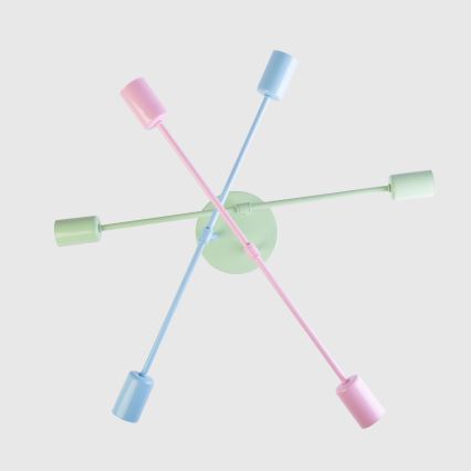 Plafoniera CAMBRIDGE 6xE27/15W/230V verde/blu/rosa