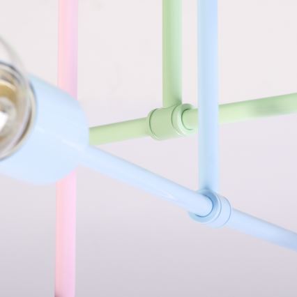 Plafoniera CAMBRIDGE 6xE27/15W/230V verde/blu/rosa