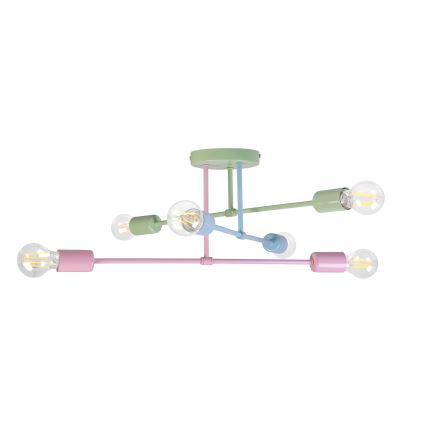 Plafoniera CAMBRIDGE 6xE27/15W/230V verde/blu/rosa