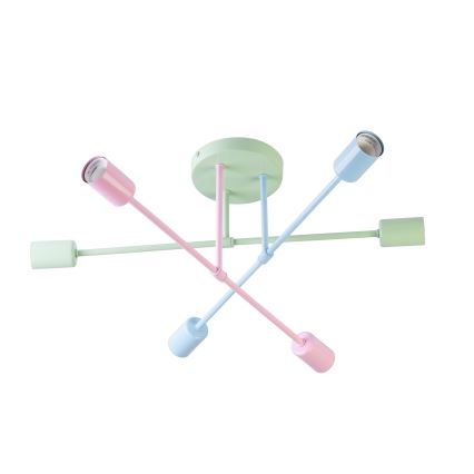 Plafoniera CAMBRIDGE 6xE27/15W/230V verde/blu/rosa
