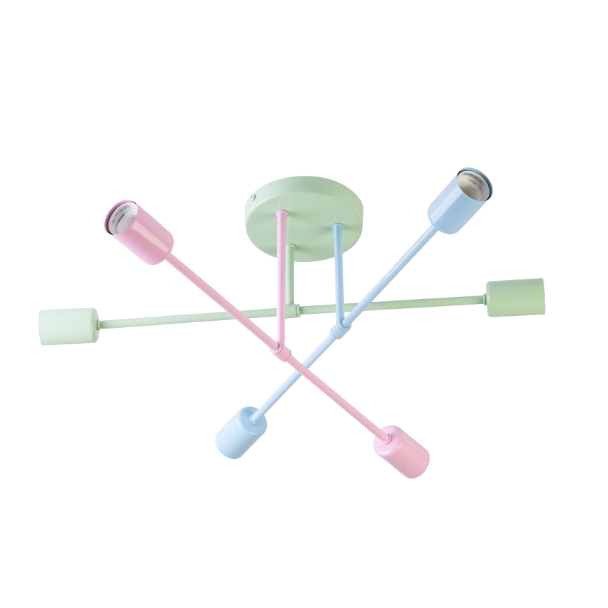 Plafoniera CAMBRIDGE 6xE27/15W/230V verde/blu/rosa
