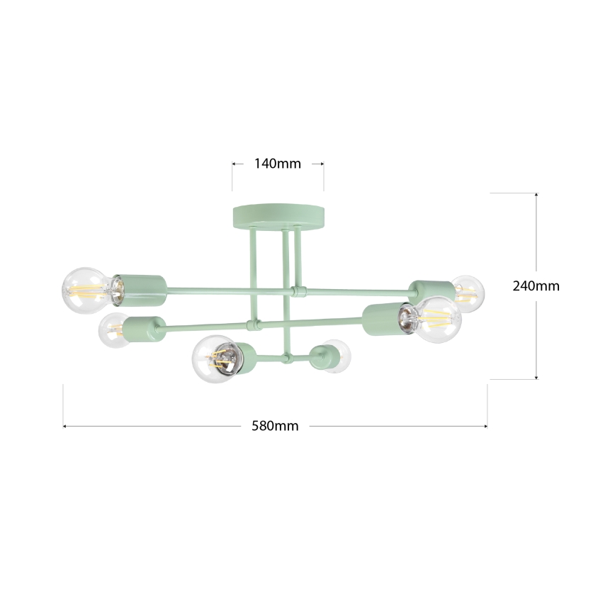 Plafoniera CAMBRIDGE 6xE27/15W/230V verde