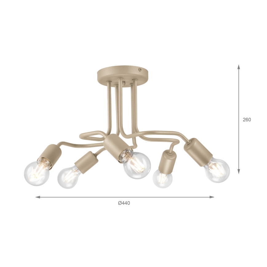Plafoniera CHARLIE 5xE27/15W/230V beige