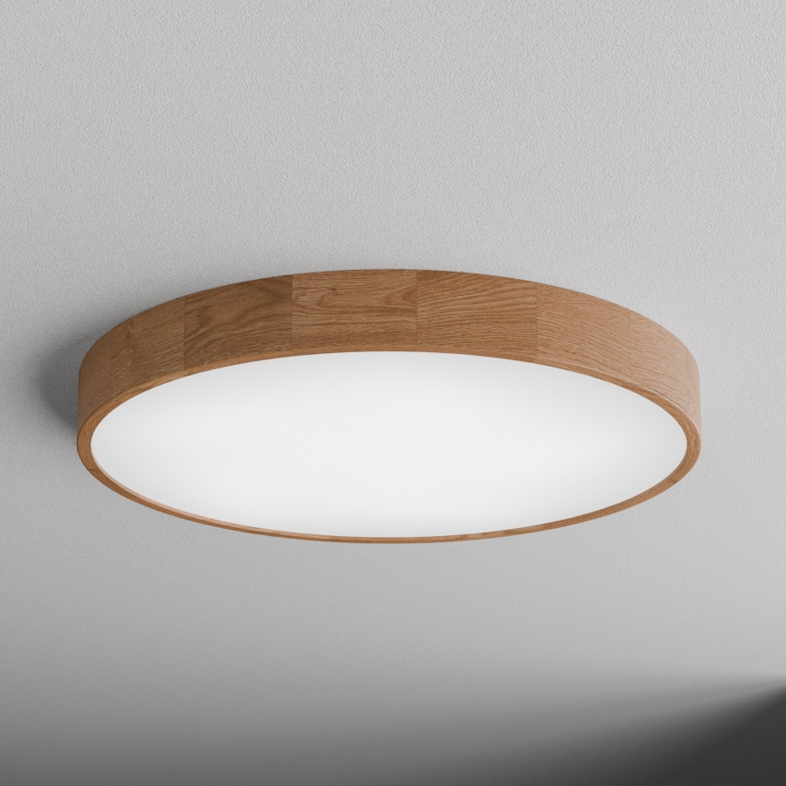 Plafoniera CLEO con sensore, 6xE27/24W/230V, Ø 80 cm, rovere
