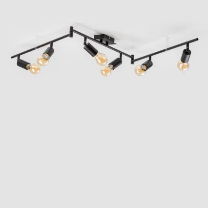 Plafoniera con 6 faretti LED 6xE27/6,5W/230V nera