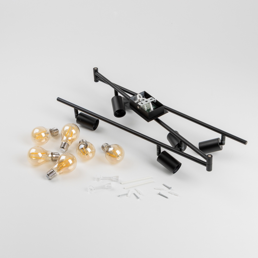 Plafoniera con 6 faretti LED 6xE27/6,5W/230V nera