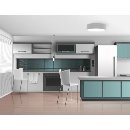 Plafoniera CLEO con sensore di movimento e sensore crepuscolare, 2xE27/24W/230V, Ø 30 cm, grigio