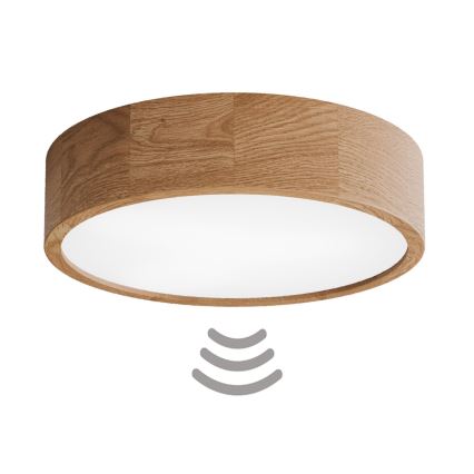Plafoniera con sensore CLEO 3xE27/24W/230V, diametro 37,5 cm, finitura rovere