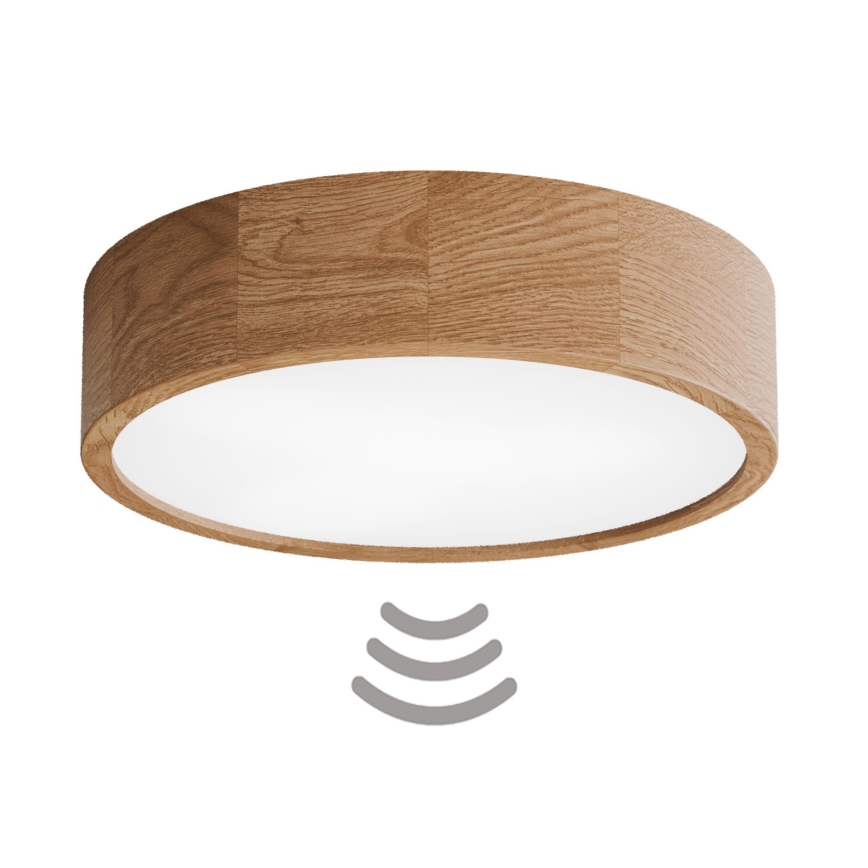 Plafoniera con sensore di movimento e sensore crepuscolare CLEO 3xE27/24W/230V diam. 37,5 cm rovere