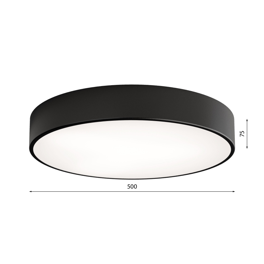 Plafoniera CLEO con sensore di movimento e crepuscolare 4xE27/24W/230V Ø 50 cm nera