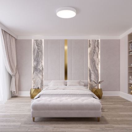 Plafoniera CLEO con sensore di movimento e sensore crepuscolare 4xE27/24W/230V diam. 50 cm bianca