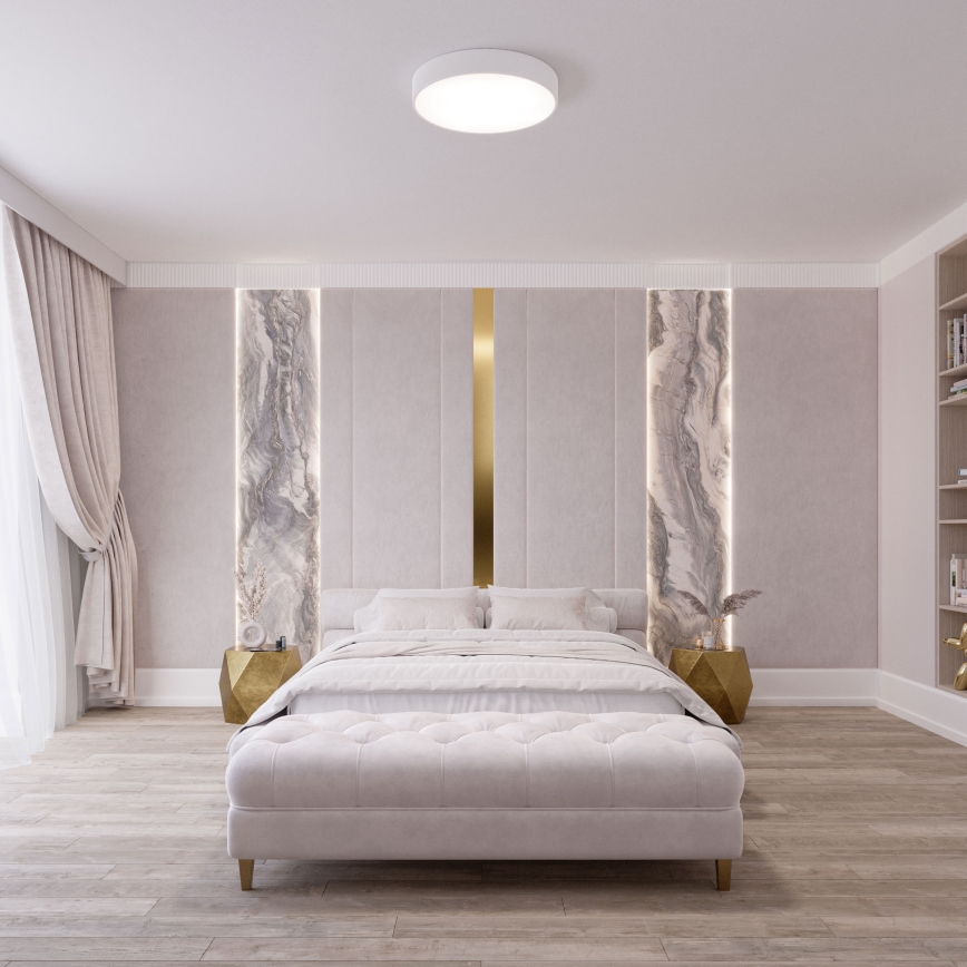 Plafoniera CLEO con sensore di movimento e sensore crepuscolare 4xE27/24W/230V diam. 50 cm bianca