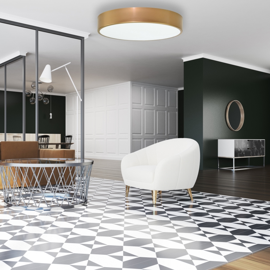 Plafoniera con sensore di movimento e sensore crepuscolare CLEO 4xE27/24W/230V Ø 50 cm dorata