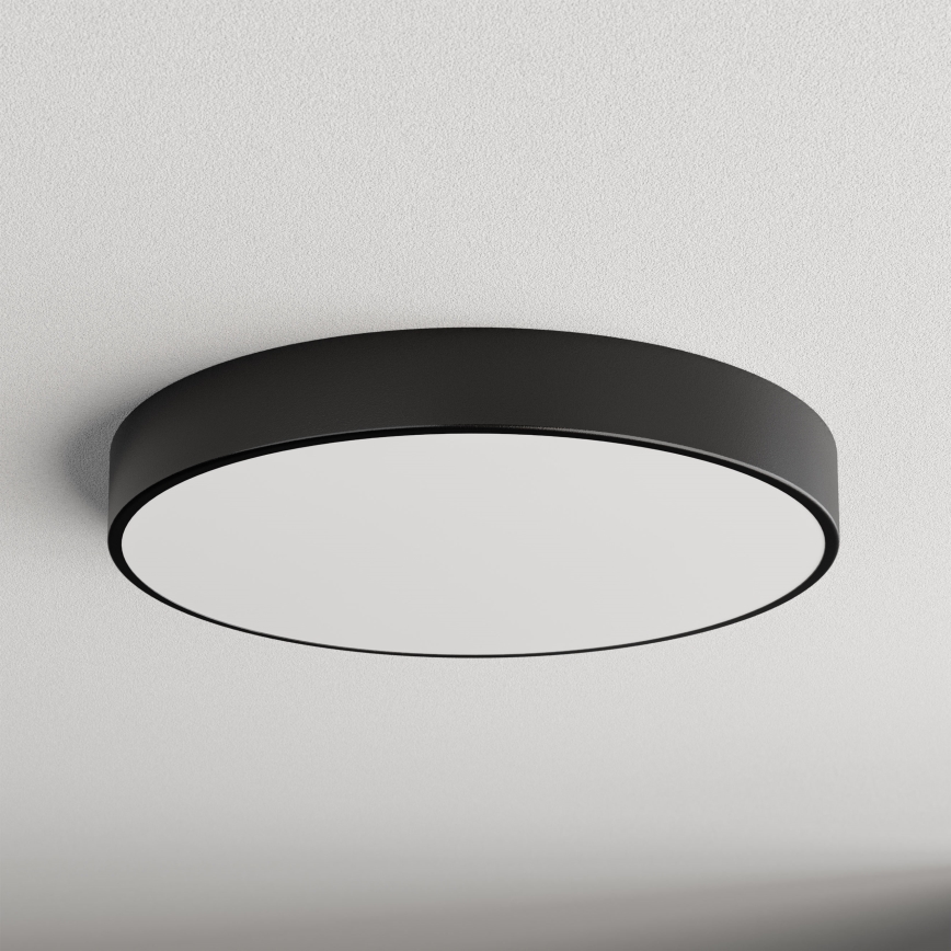 Plafoniera CLEO con sensore di movimento e crepuscolare integrati, 5xE27/24W/230V, diametro 60 cm, nero