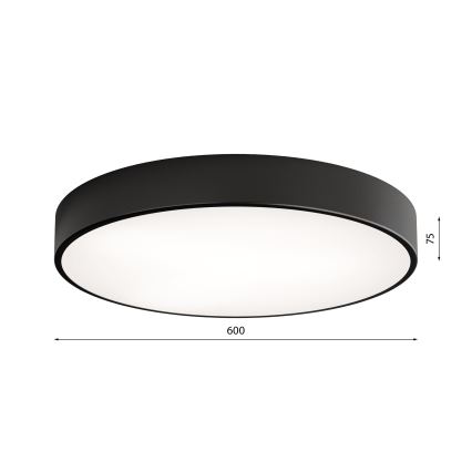 Plafoniera CLEO con sensore di movimento e crepuscolare integrati, 5xE27/24W/230V, diametro 60 cm, nero