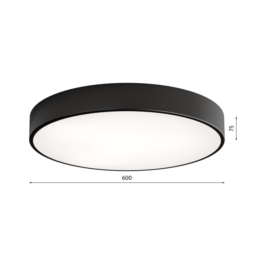 Plafoniera CLEO con sensore di movimento e crepuscolare integrati, 5xE27/24W/230V, diametro 60 cm, nero