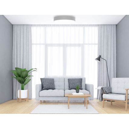 Plafoniera CLEO con sensore di movimento e crepuscolare 5xE27/24W/230V, diam. 60 cm, grigia