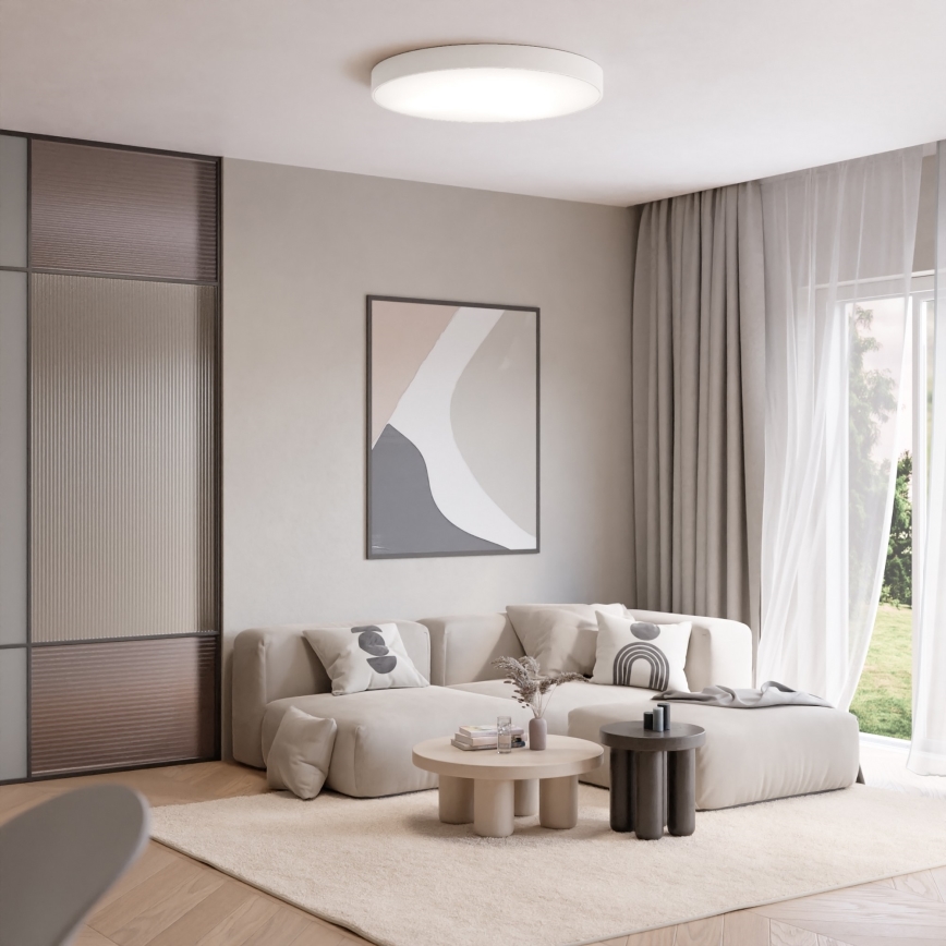 Plafoniera con sensore di movimento e crepuscolare CLEO 6xE27/24W/230V pr. 80 cm bianco