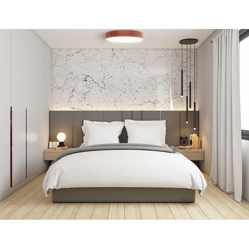 Plafoniera CLEO con sensore di movimento e crepuscolare, 6xE27/24W/230V, Ø 80 cm, finitura rame