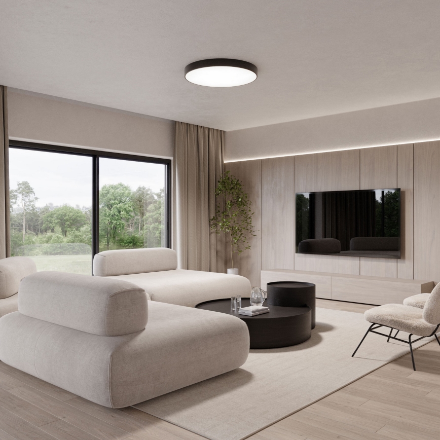 Plafoniera CLEO con sensore di movimento e sensore crepuscolare 6xE27/24W/230V Ø 80 cm nero