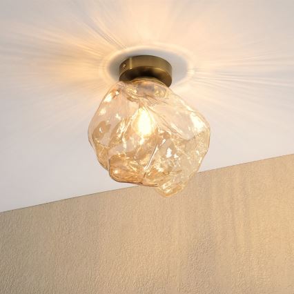 Plafoniera CRISTAL 1xE14/15W/230V ottone/beige fumé