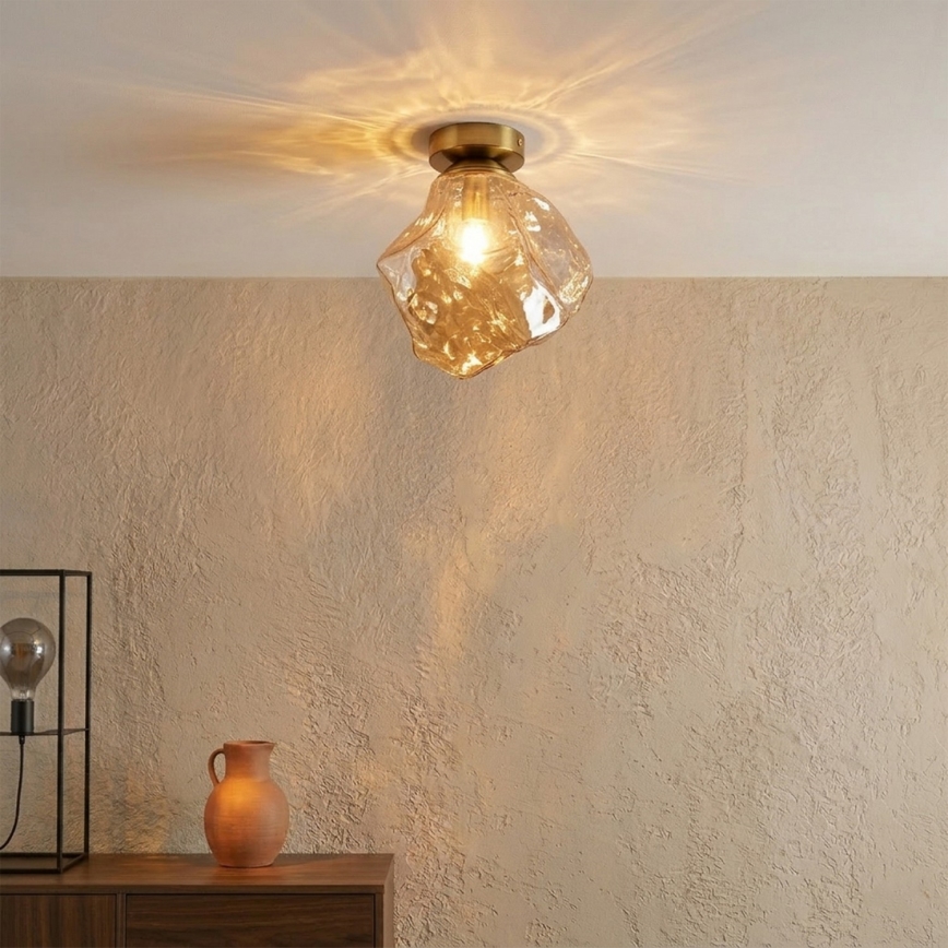 Plafoniera CRISTAL 1xE14/15W/230V ottone/beige fumé
