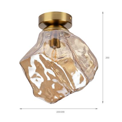 Plafoniera CRISTAL 1xE14/15W/230V ottone/beige fumé