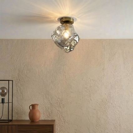 Plafoniera CRISTAL 1xE14/15W/230V ottone/nero fumé