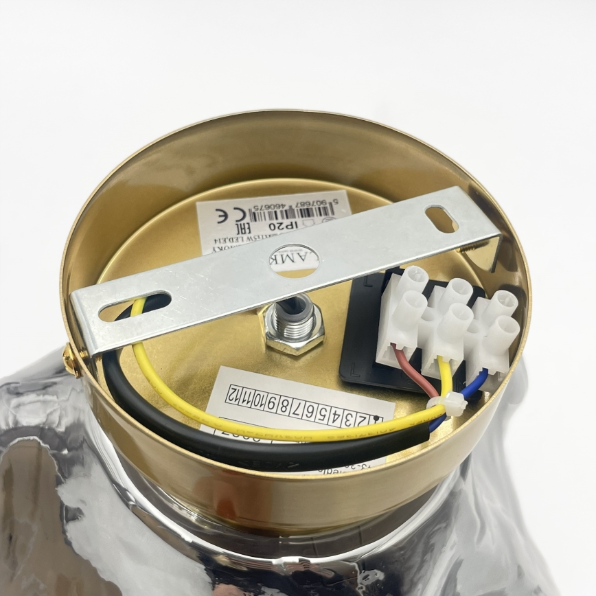 Plafoniera CRISTAL 1xE14/15W/230V ottone/nero fumé