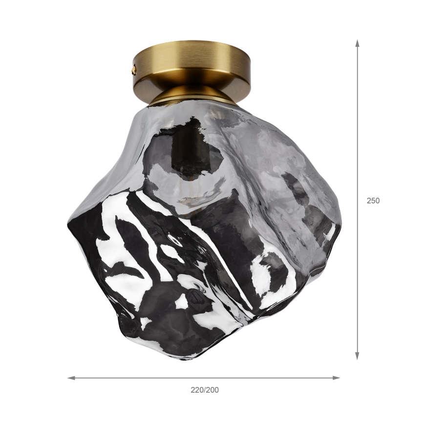 Plafoniera CRISTAL 1xE14/15W/230V ottone/nero fumé