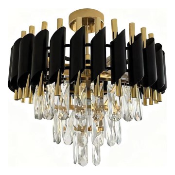 Plafoniera CRISTAL 5xE14/10W/230V nero/oro