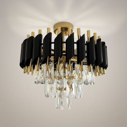Plafoniera CRISTAL 5xE14/10W/230V nero/oro