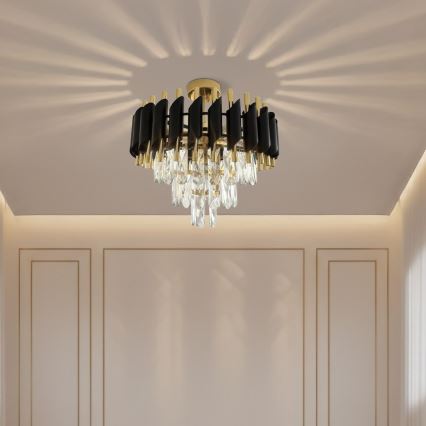 Plafoniera CRISTAL 5xE14/10W/230V nero/oro