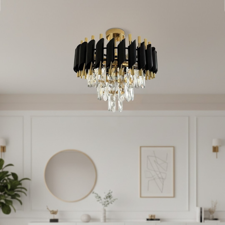 Plafoniera CRISTAL 5xE14/10W/230V nero/oro