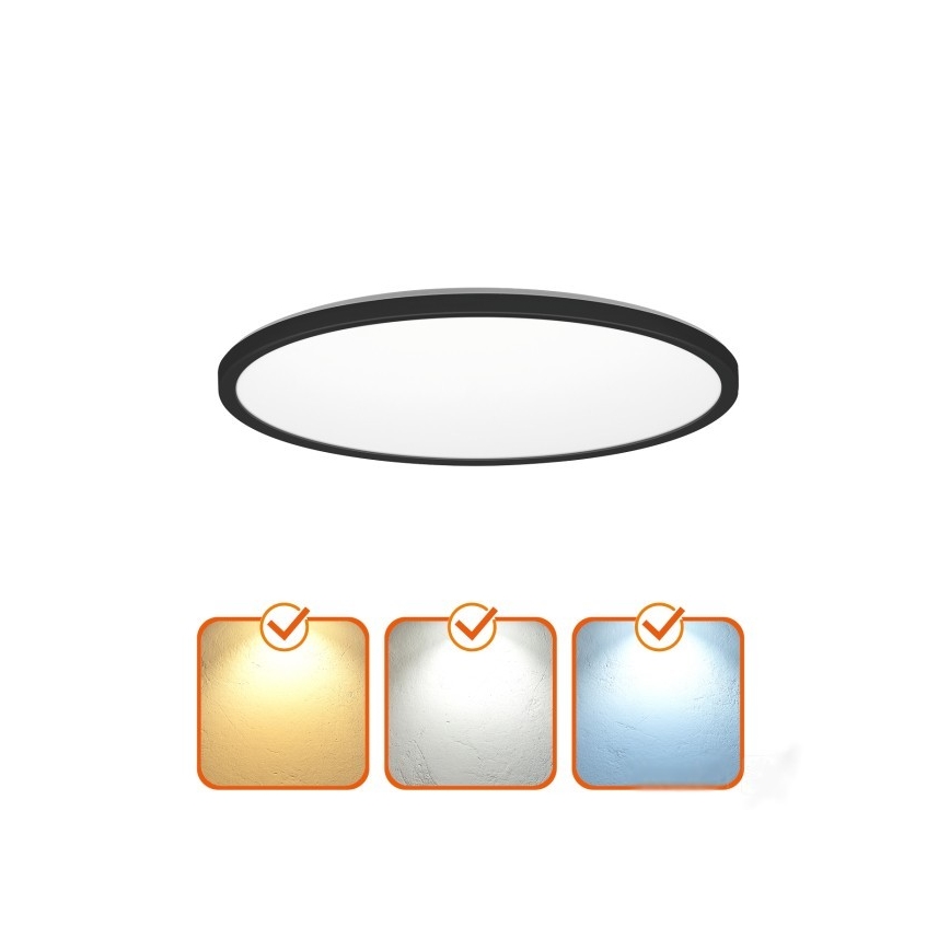 Plafoniera LED per bagno con sensore di movimento e crepuscolare NIVERA LED/12W/230V IP54 3000/4000/6000K Ø 22,5 cm nera + telecomando