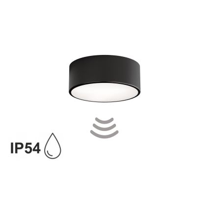 Plafoniera da bagno con sensore CLEO, 1x E27/24W/230V, Ø 20 cm, IP54, nero