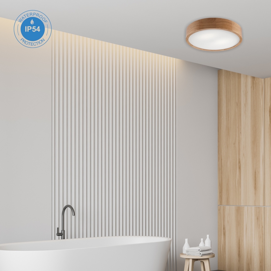 Plafoniera da bagno OAK 3xE27/15W/230V in rovere, Ø 37 cm, IP54